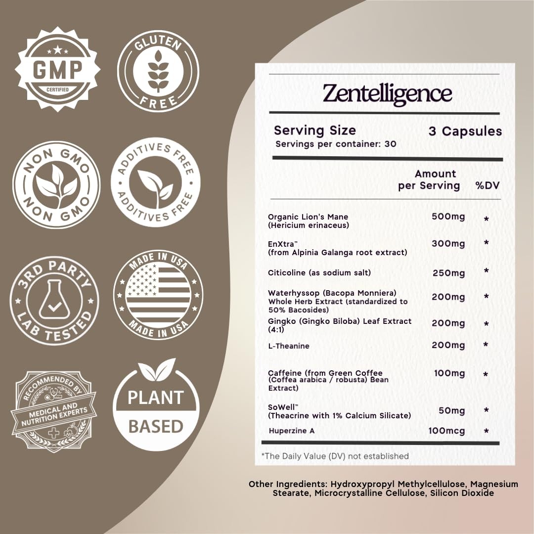 Zen Principle Zentelligence Focus Nootropic Supplement For Formula L-Theanine