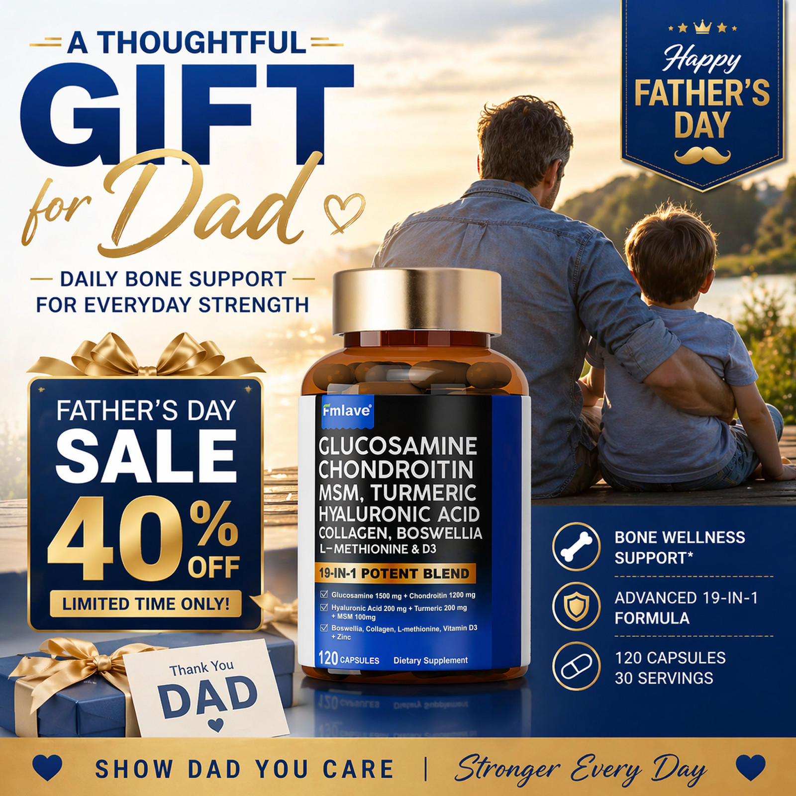 120 Triple Strength Glucosamine Chondroitin MSM Collagen Boswellia TUMERIC D & C