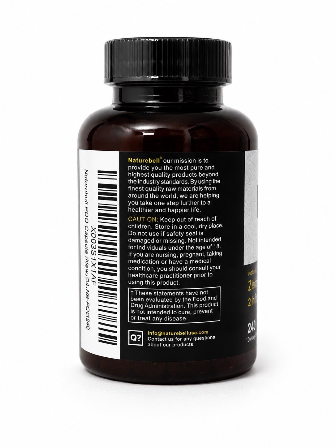 NatureBell PQQ 40mg CoQ10 240 Capsules ZenPQQ Energy Focus Support