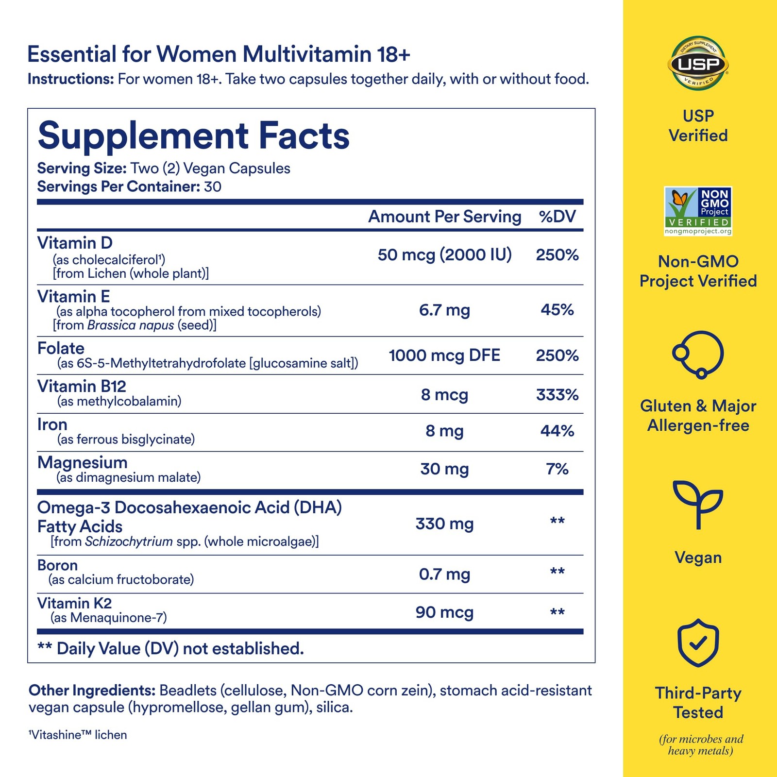 18 Multivitamin USP Verified 60 Capsules 30 Servings Clinical Backed Key