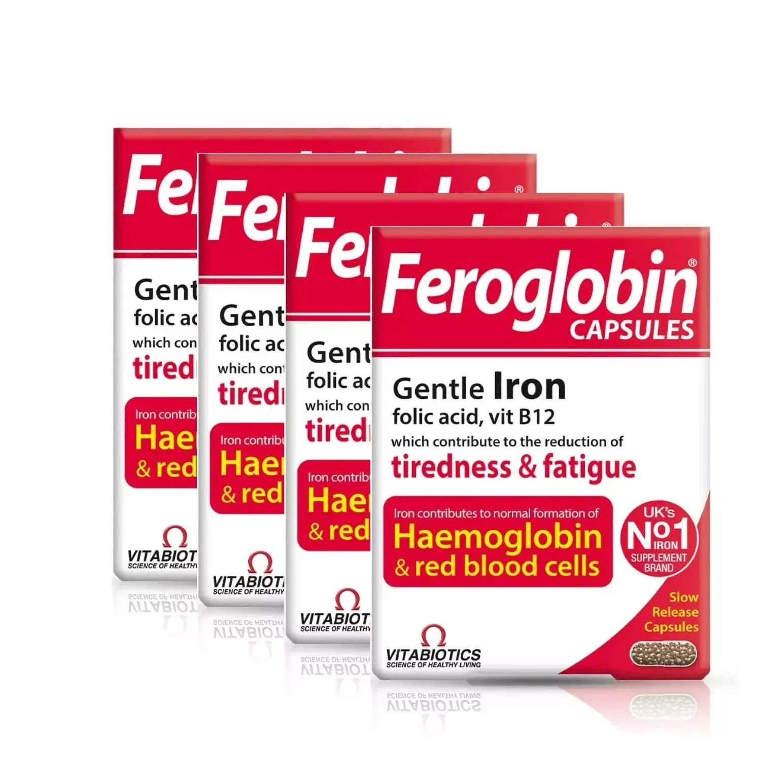Pack of 4 VITABIOTICS Feroglobin Vitamin and Mineral 120 Capsules