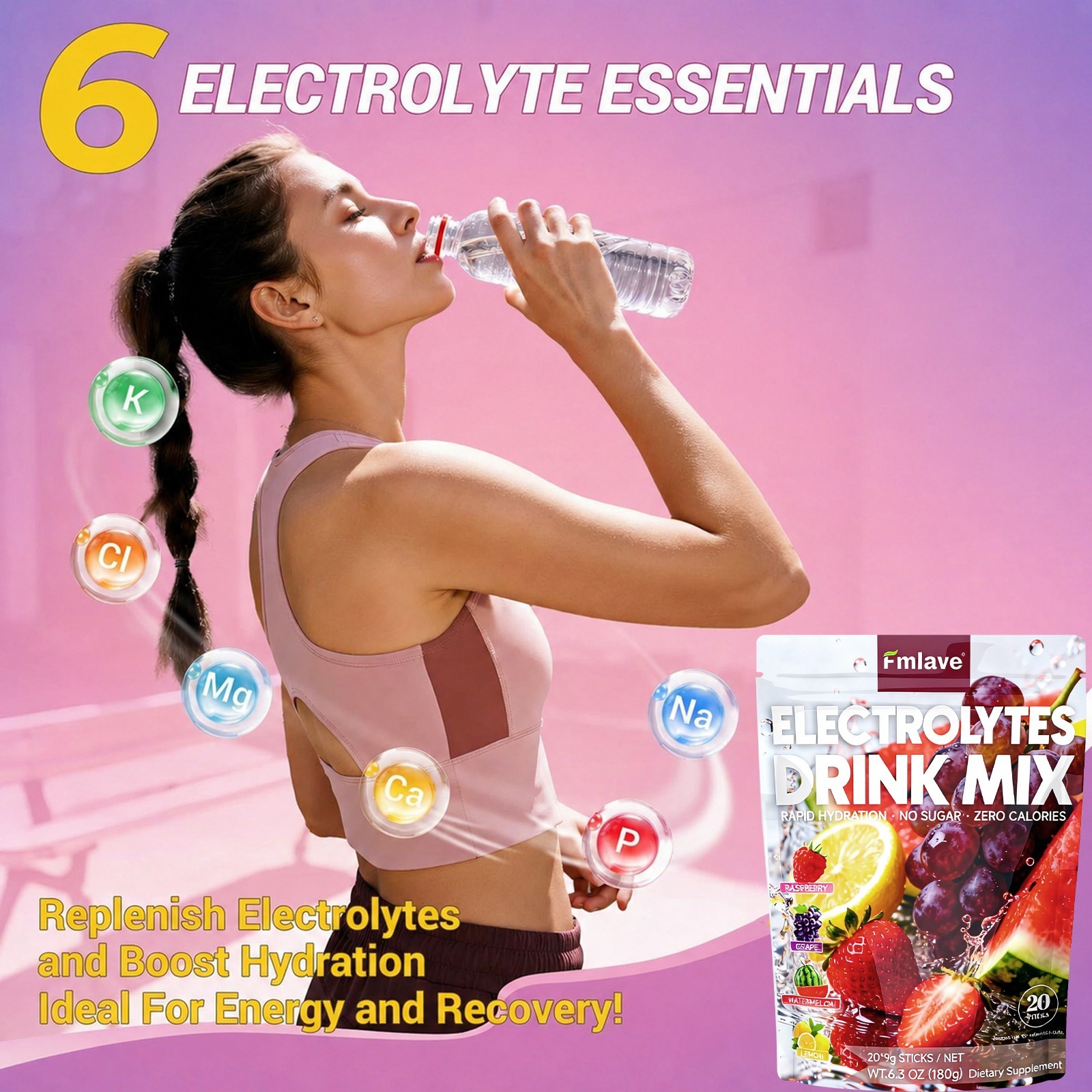 3 Pack Sugar Free Electrolytes Drink Mix Hydration Powder 3x 20 Variety Sachets