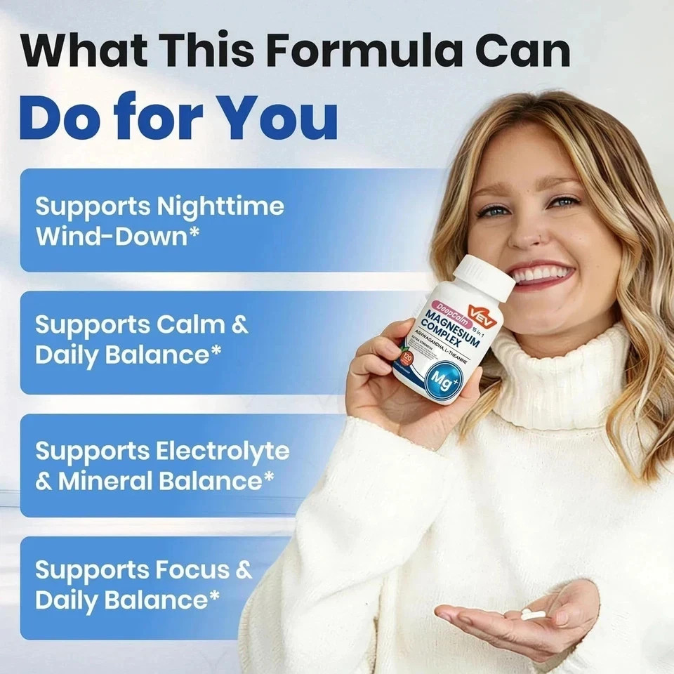 VEV DeepCalm 15 in 1 Magnesium Glycinate & Citrate Complex Capsules /