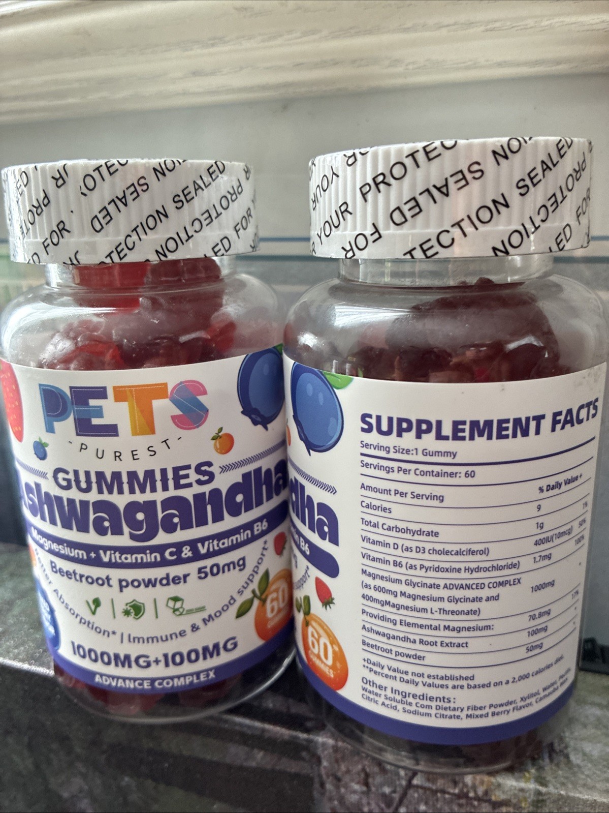Pets Purest Gummies Ashwagandha – Beetroot 1000 Mg -mixed Berry-2 Pack