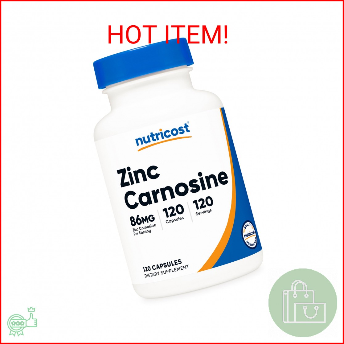 Nutricost Zinc Carnosine 86mg, 120 Capsules – Non-GMO, Gluten Free, Zinc L-Carno