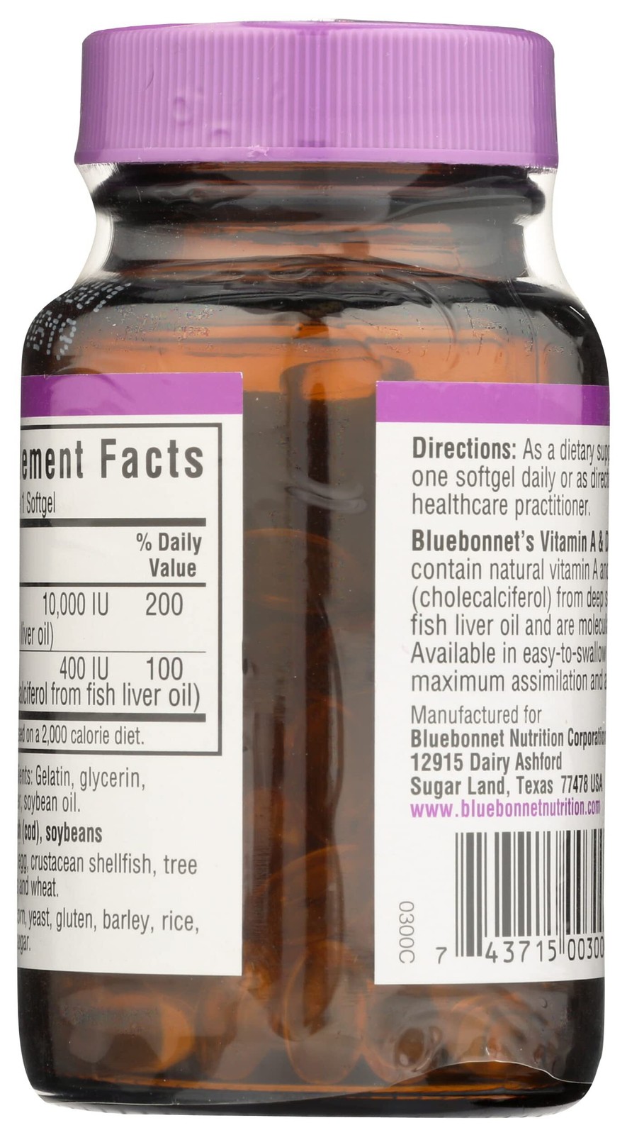 8/26 BLUEBONNET NUTRITION Vitamin A 10000IU & D3 400IU, 100 CT