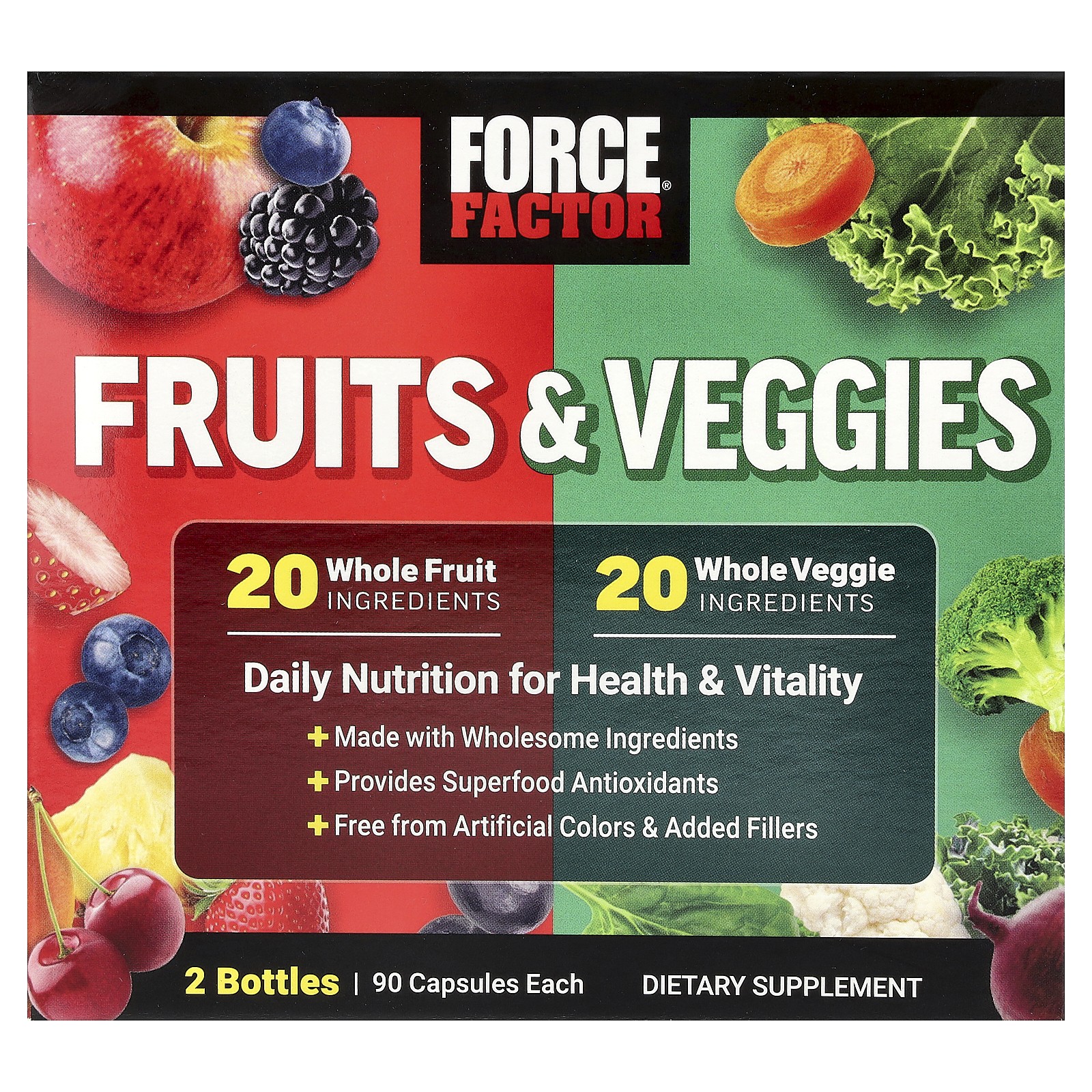Fruits And Veggies, 2 Bottles, 90 Capsules Each