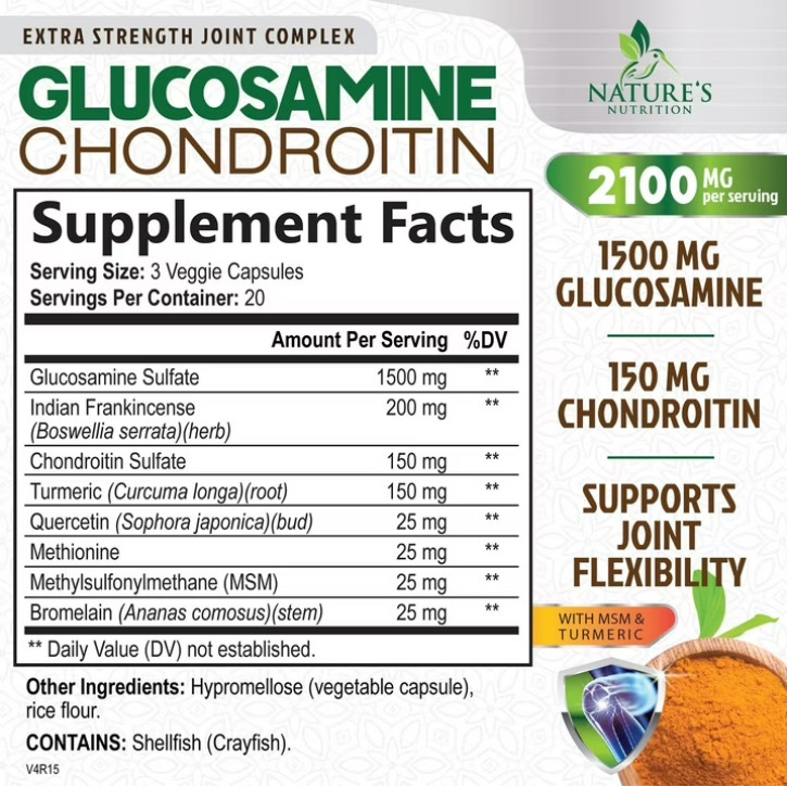 (2 Pack) Glucosamine Chondroitin Turmeric MSM Triple Strength Joint Support 2100