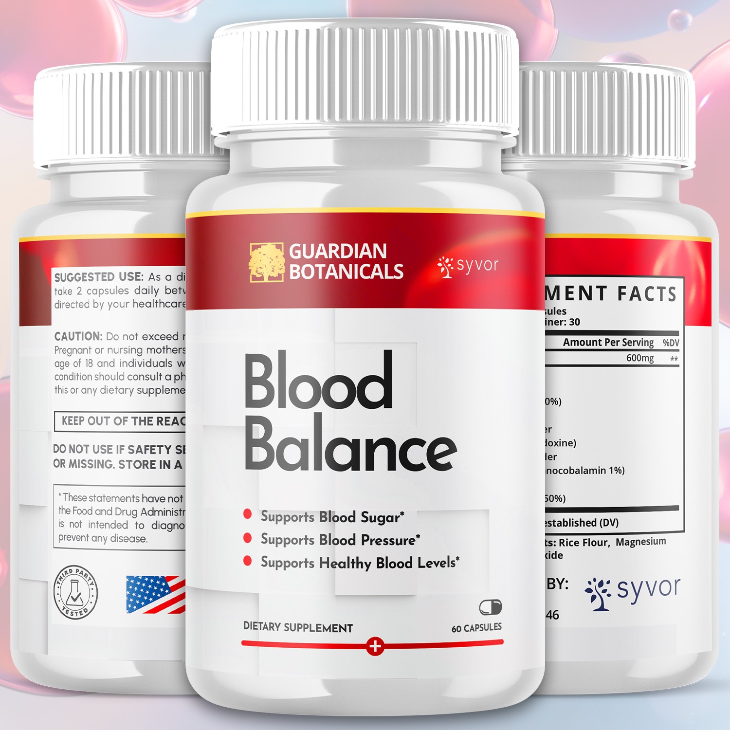 Guardian Botanicals Blood Balance Advanced Glycogen Vitamin 300 Capsule，3-5 Pack
