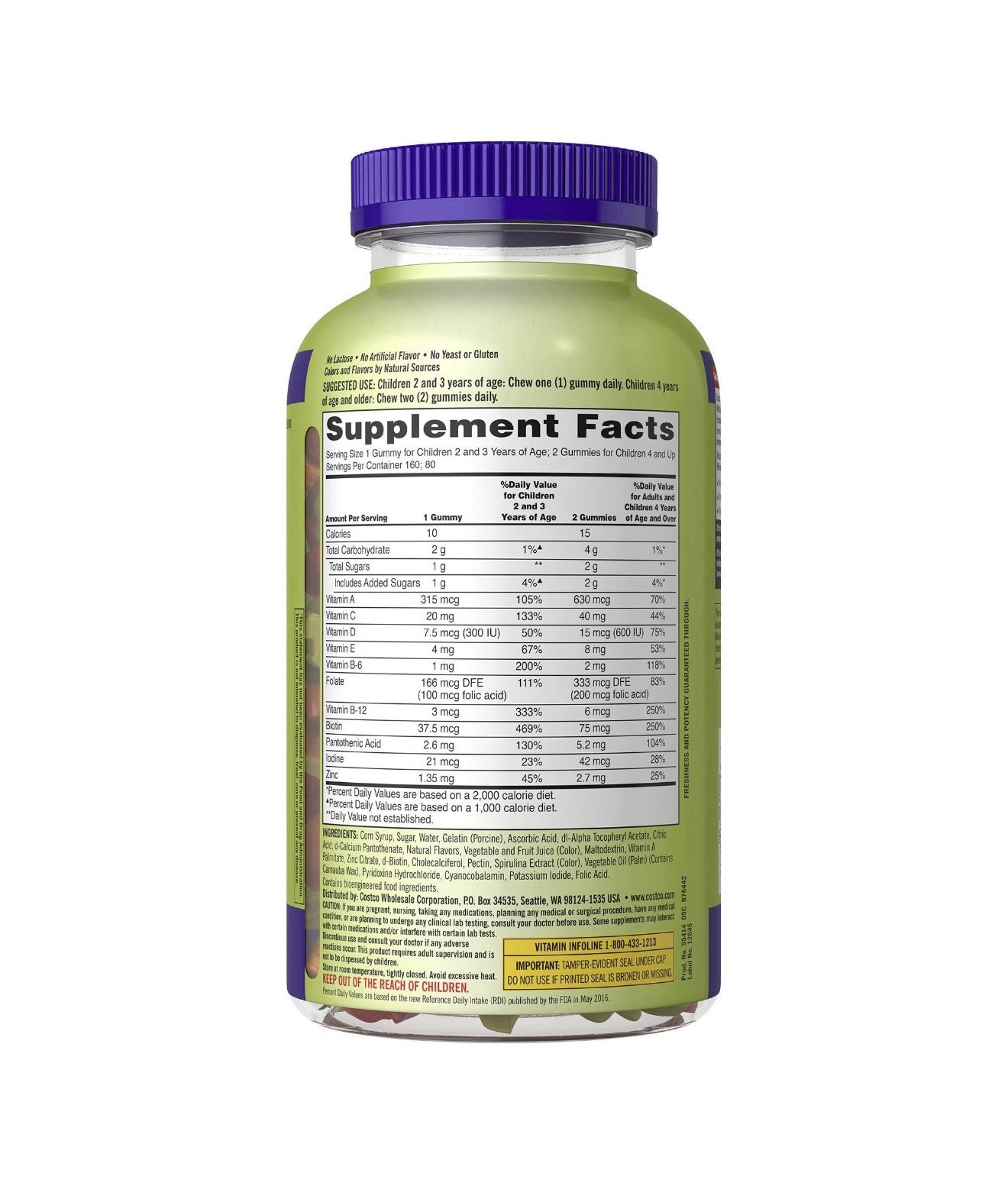 Kirkland Signature Children’s Multivitamin Gummies, Gluten-Free, 160 ct, Fruit