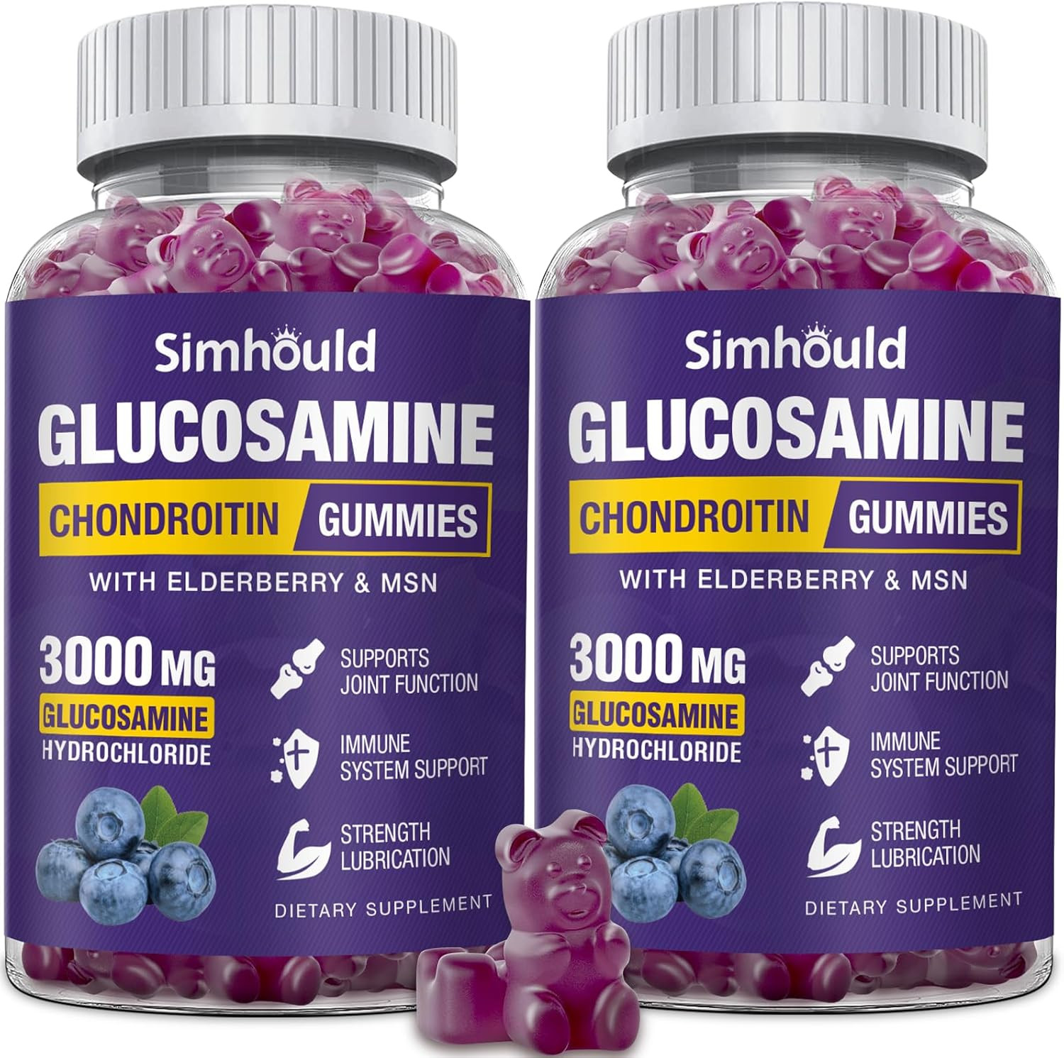 2 Packs Glucosamine Chondroitin Gummies – 3000MG Extra Strength Joint Support…