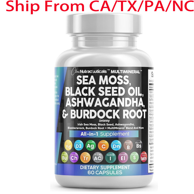 Sea Moss Black Seed Oil Ashwagandha Turmeric Bladderwrack Burdock & Vitamin C D3
