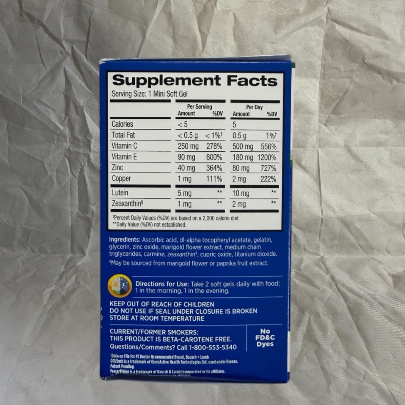 Bausch+Lomb PreserVisionAREDS 2 Formula 120 Softgels (2 Pack) EXP. 2026-09