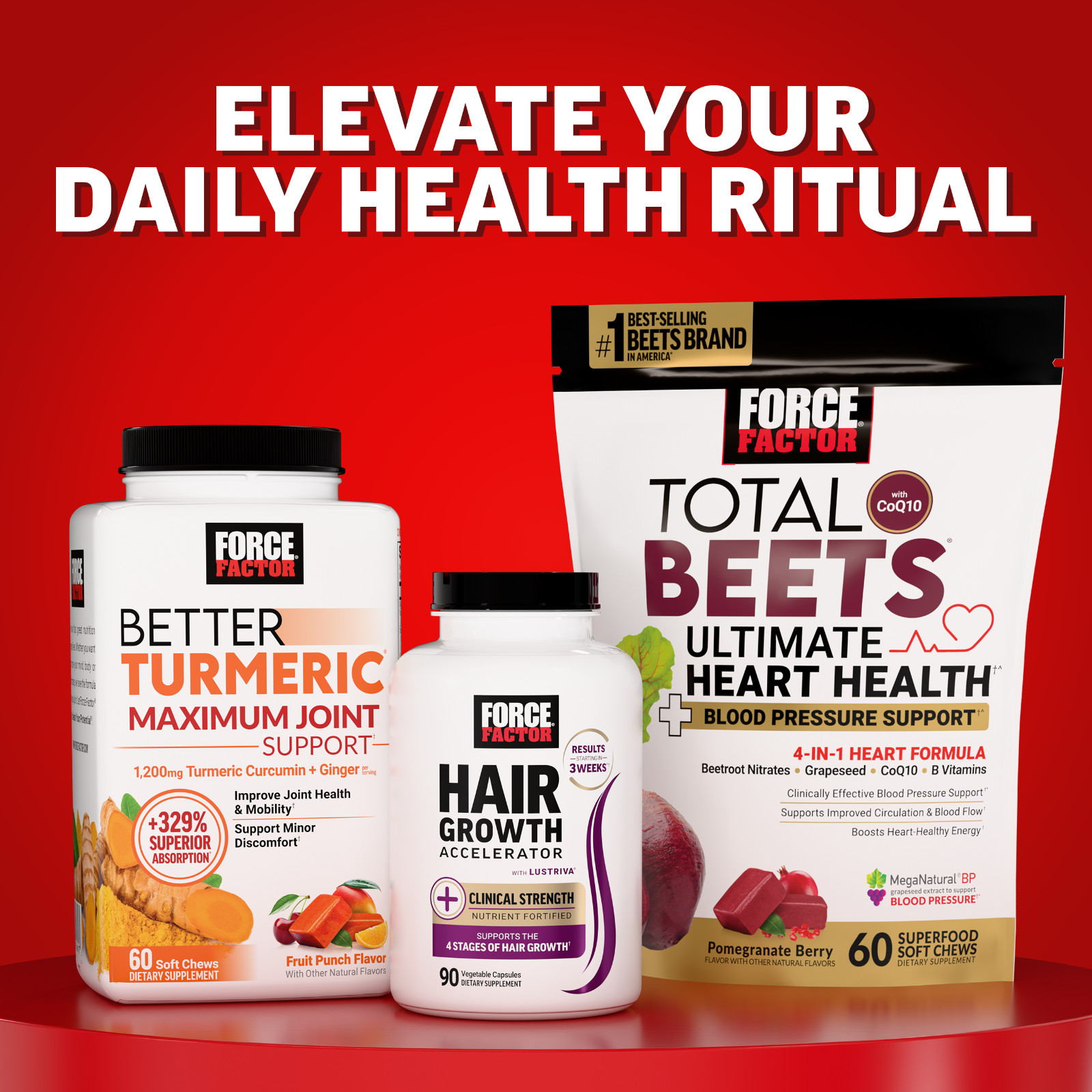 Force Factor Fruits & Veggies Superfood Antioxidants Blood Flow Energy Chews 60