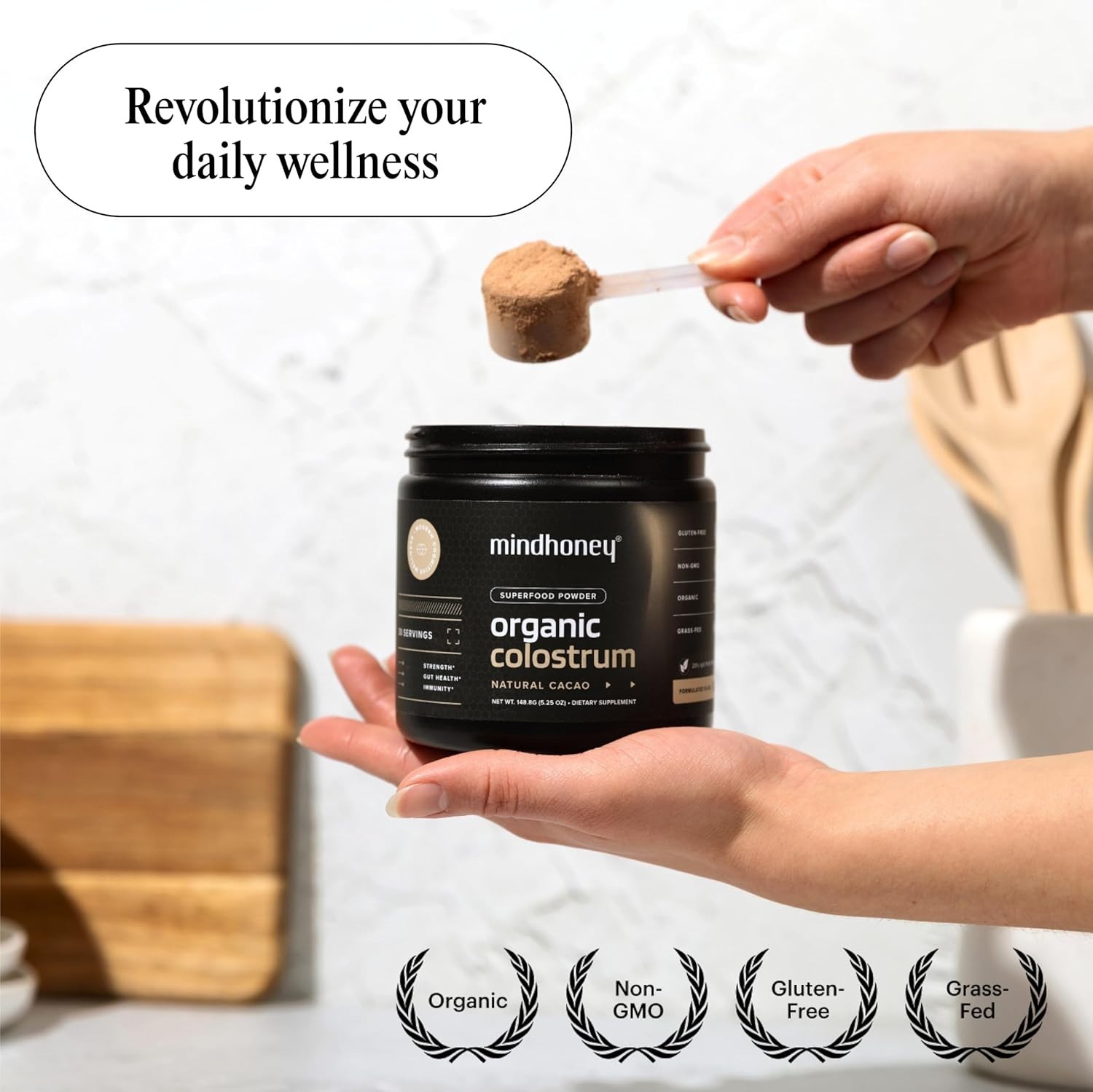 MINDHONEY Organic Colostrum | Premium Cacao Flavored Superfood Powder . 03/2026*