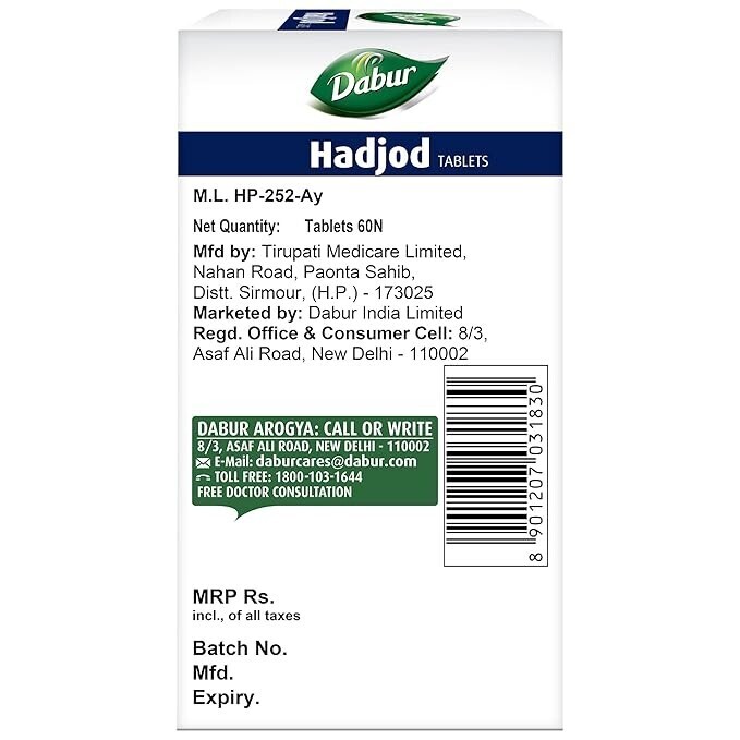 Da-bur Hadjod Tablets – 60 tablets | Supports Joint Health