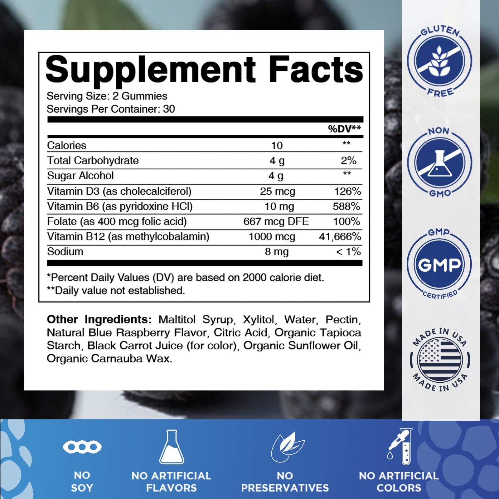 Vitamatic Vitamin D3 + B12 Gummies Made with Folate & Vitamin B6 – 60 Gummies