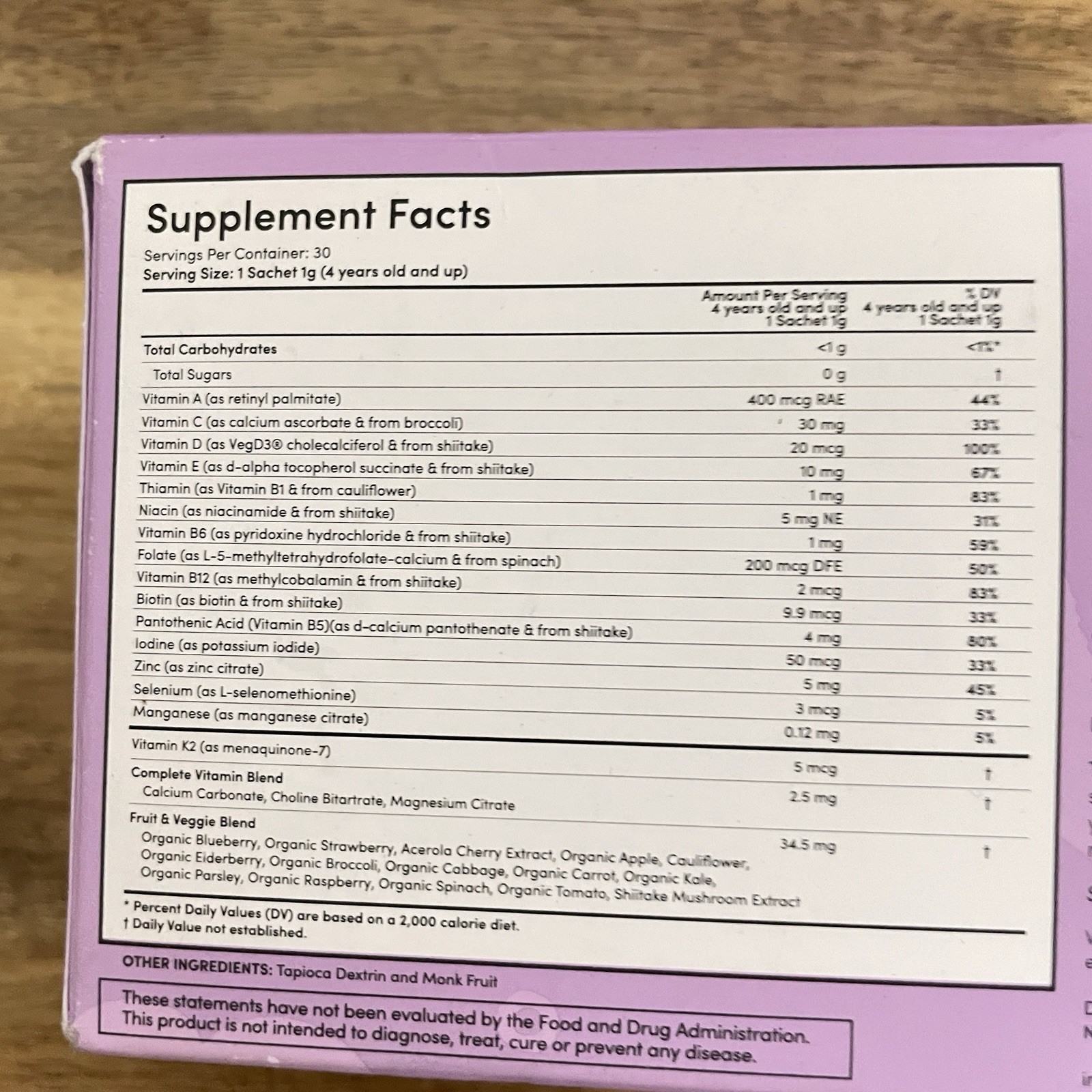 EllaOla Kids’ Unflavored Multivitamin 30 Sachets Exp 11/25/2027 New Sealed
