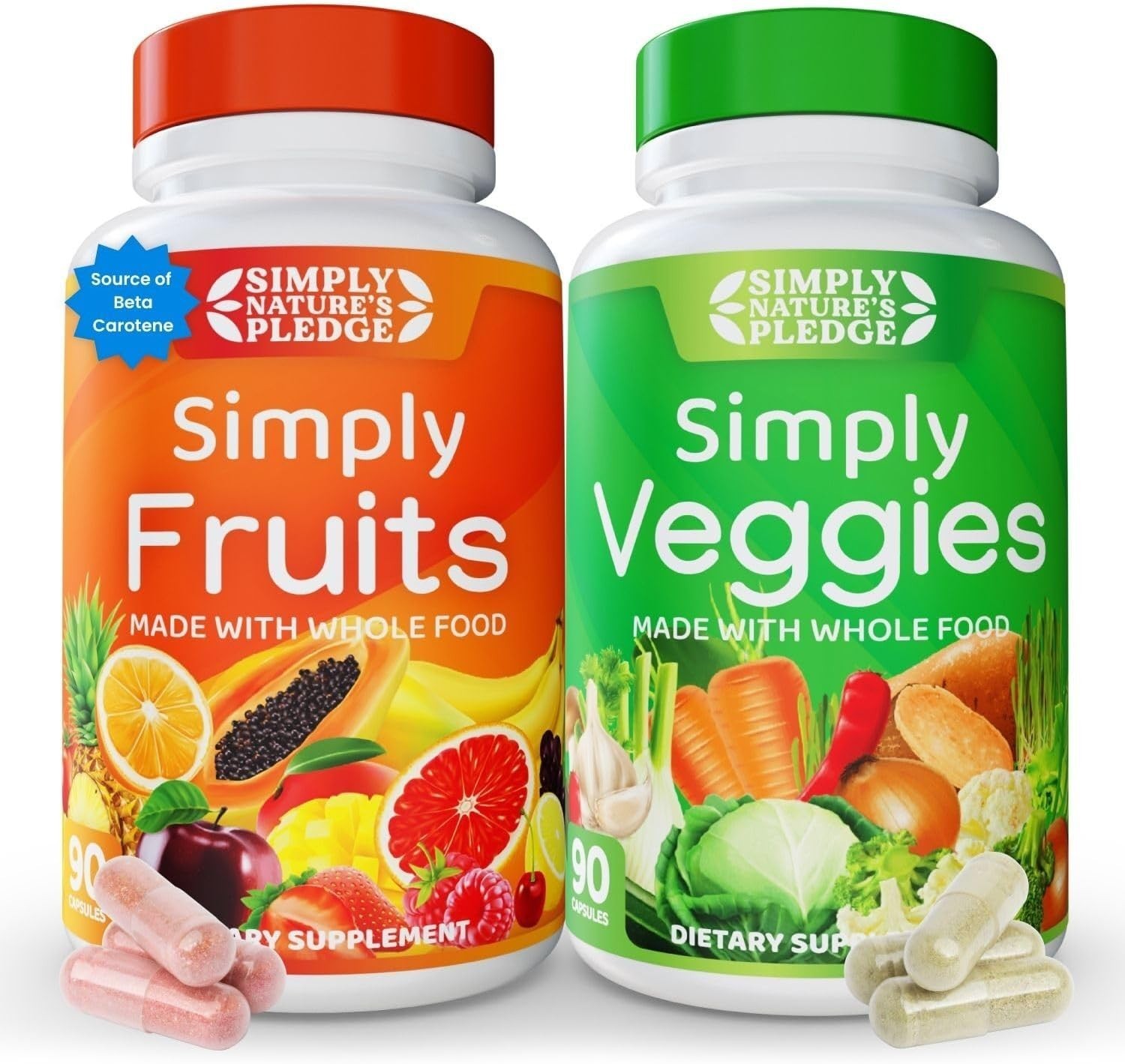 Whole Food Superfood Supplement – 90 Count Pack of 2 – High in Beta Carotene