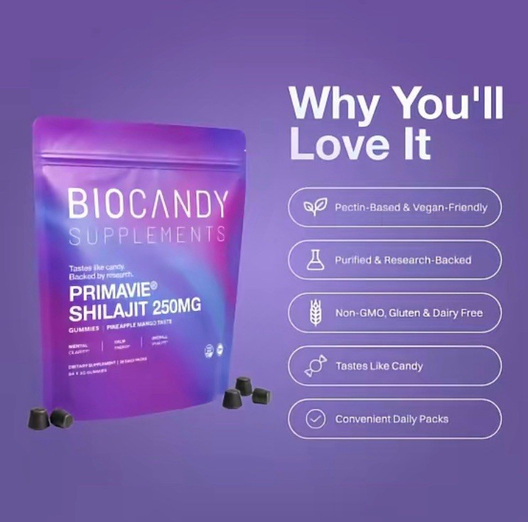 BioCandy PrimaVie Shilajit Gummies Pineapple Mango 28 Daily Packs Exp 11/2027