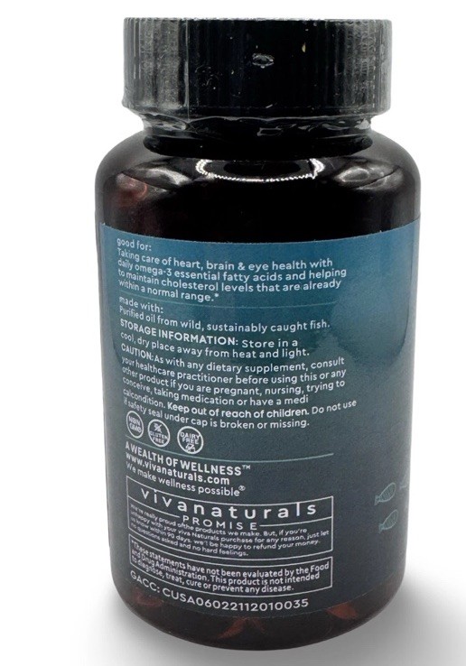 Vivanaturals Omega 3 Fish Oil Supplement 2500 mg Fish Oil 180 Softgels | Unisex