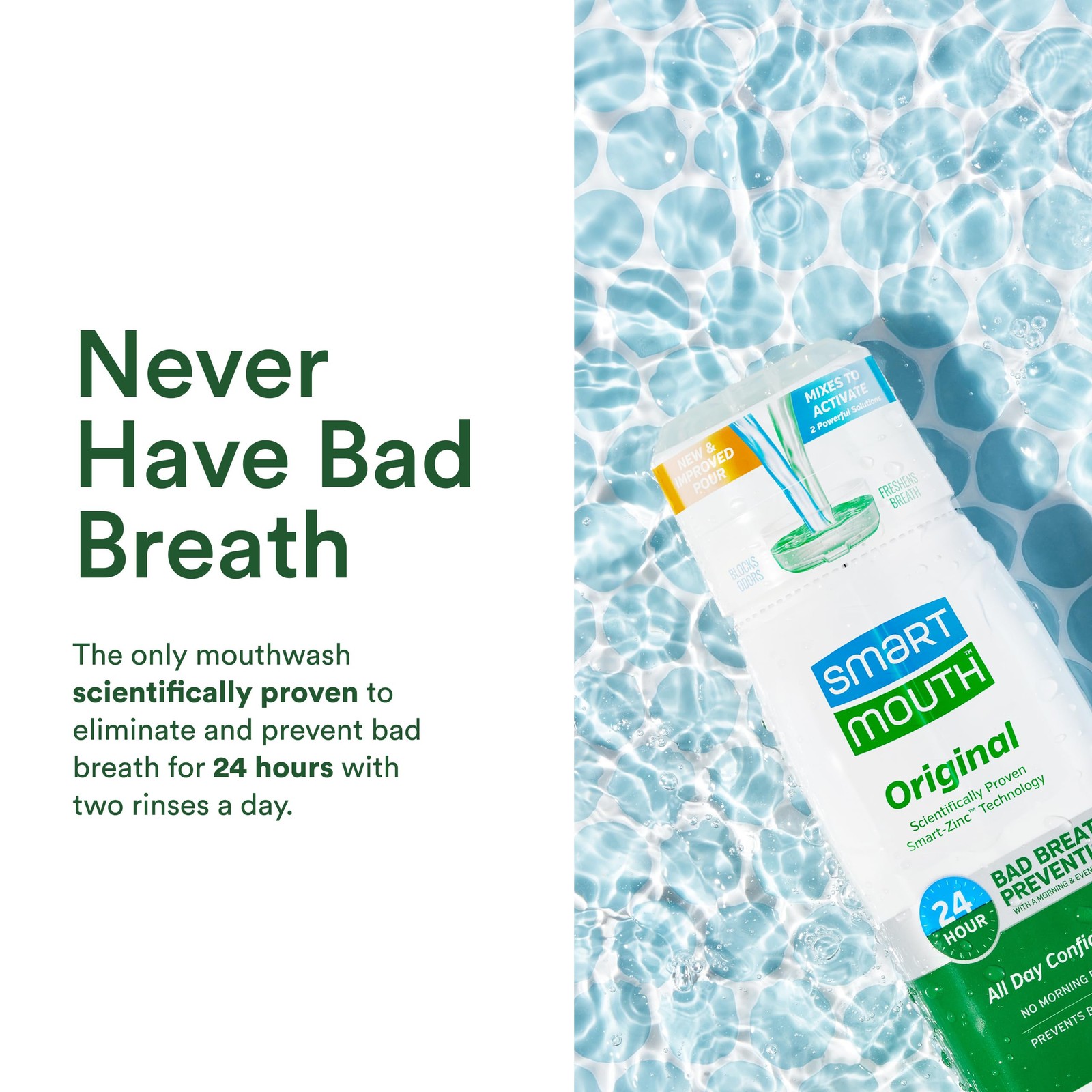 SmartMouth Original Zinc Activated 16 Fl Oz (Pack of 3), Mint