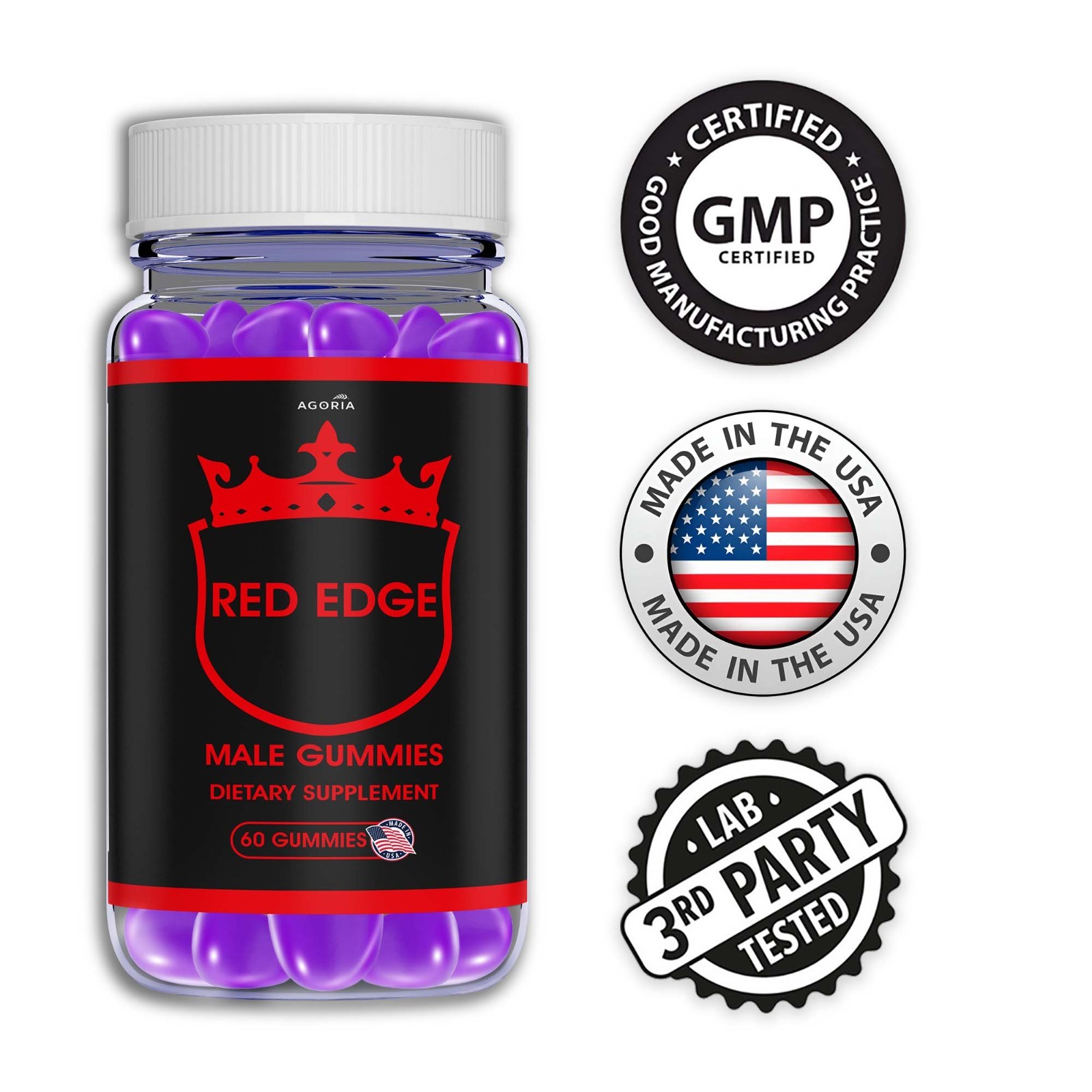 (3 Pack) Red Edge Male Support Gummy, Advanced RedEdge Men’s Supplement Gummies