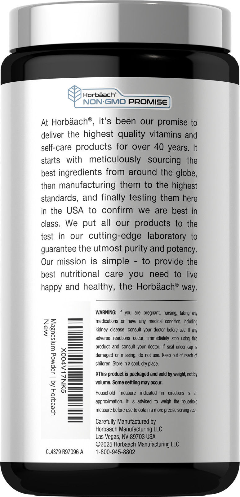 Magnesium Citrate & Glycinate | 16 oz | Raspberry Lemon Flavor | by Horbäach