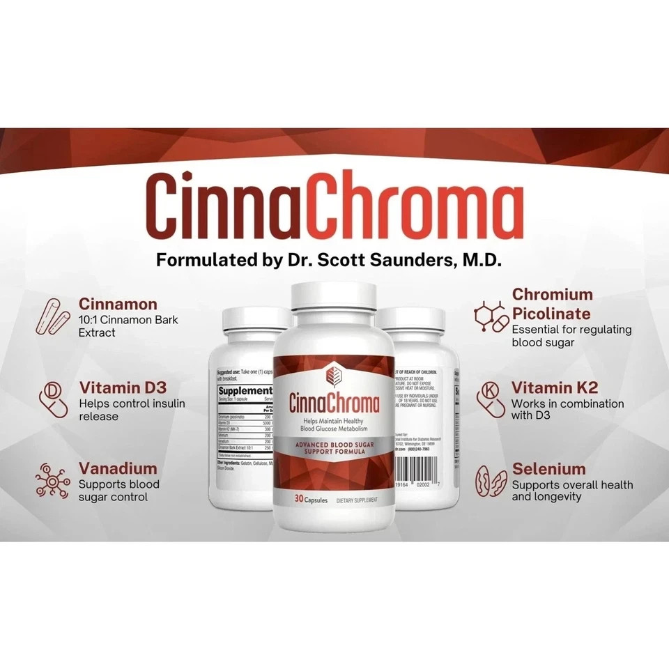 3 Pack Barton Nutrition CinnaChroma Advanced Blood Sugar Support 30 Caps