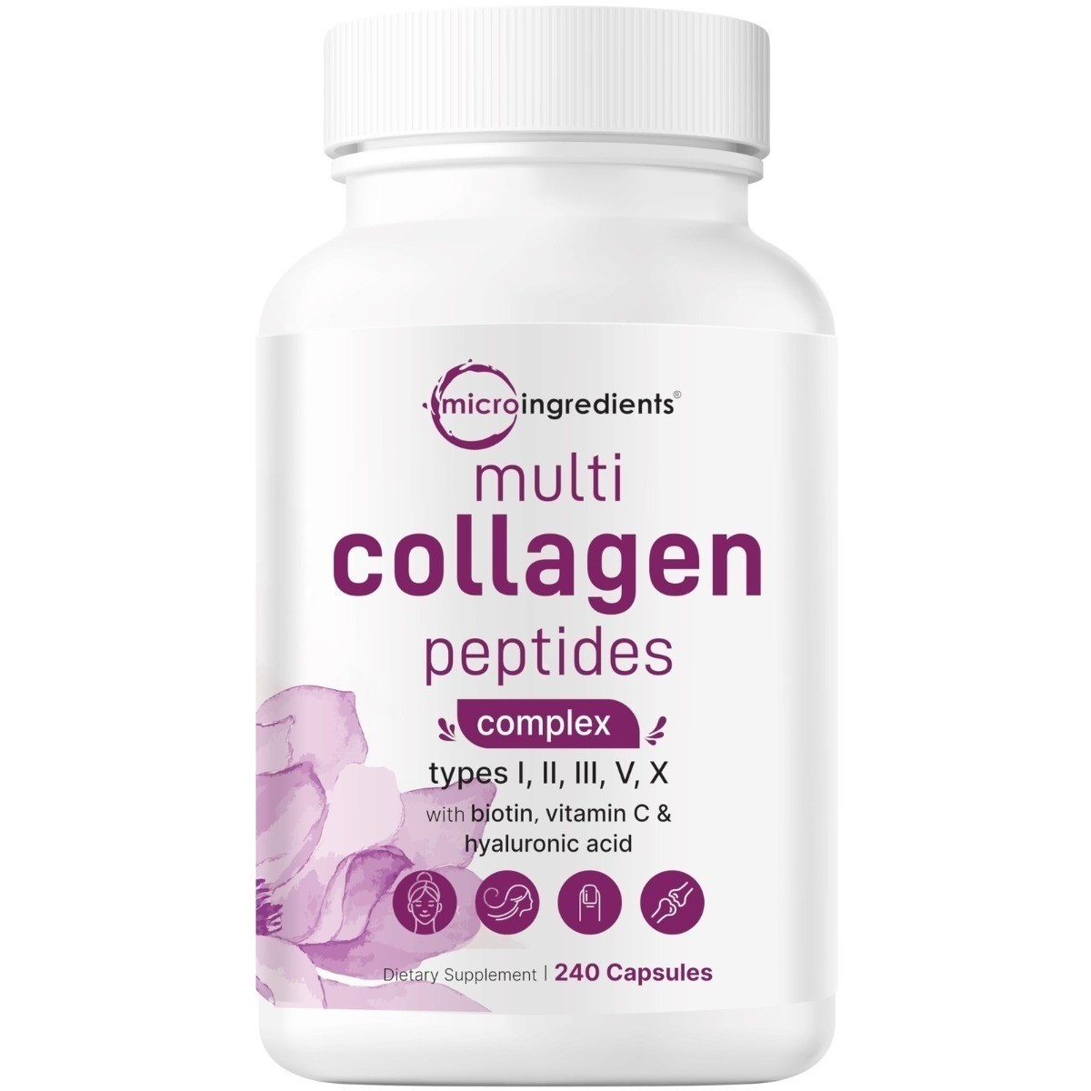 Multi Collagen Peptides Capsules I II III V X Biotin HA Hair Skin Nails Joints