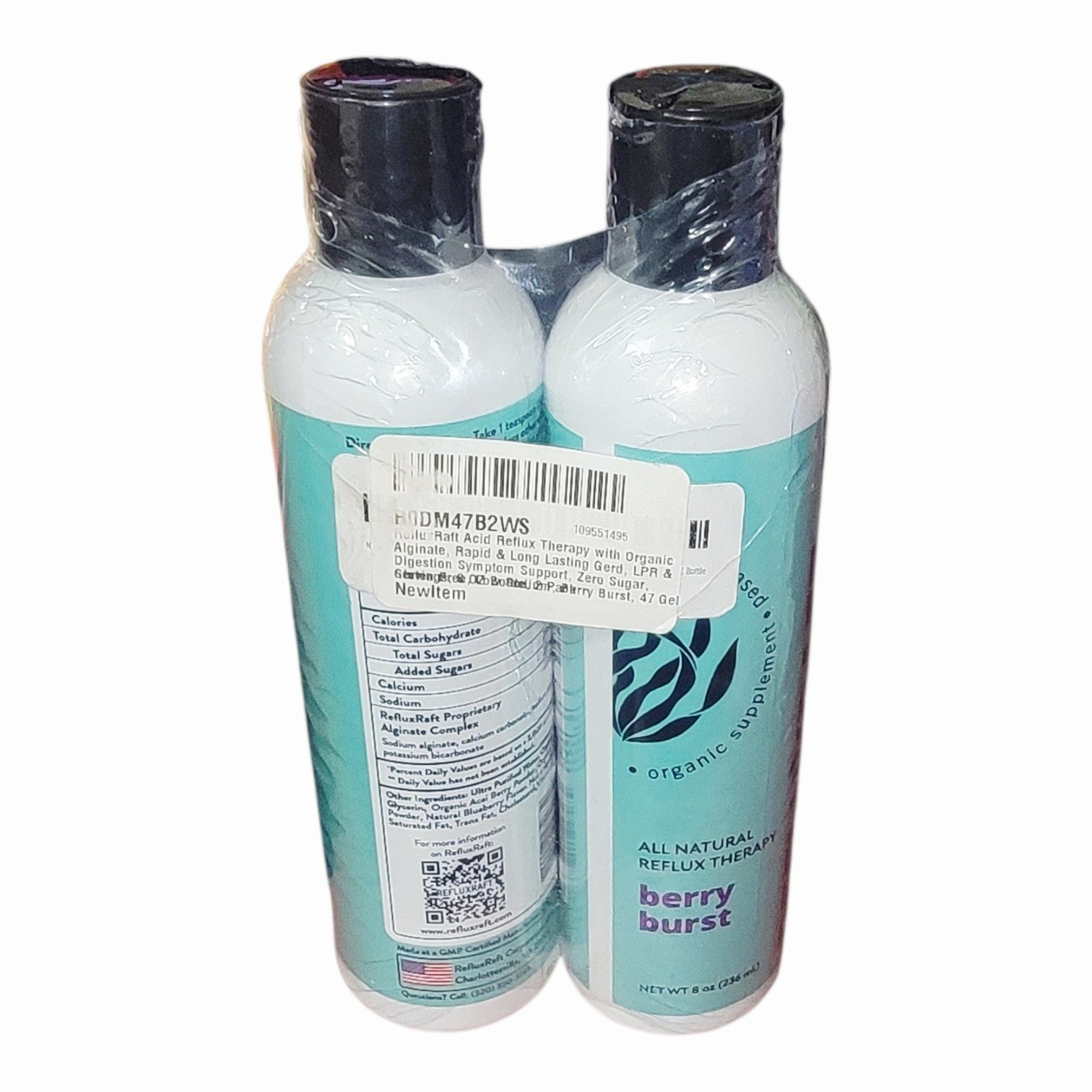 RefluxRaft Berry Burst Acid Reflux Therapy Organic Alginate 8 oz Lot of 2