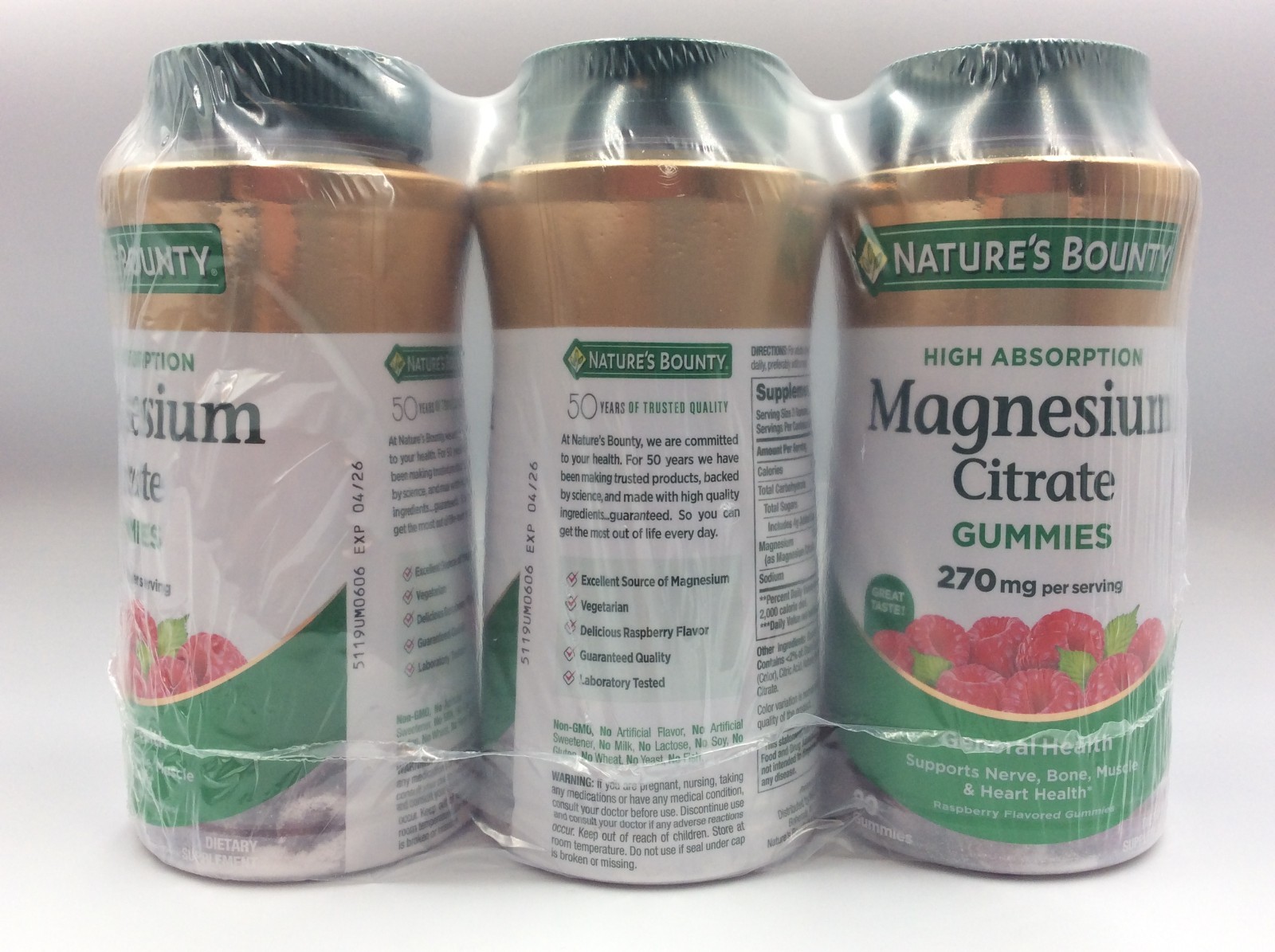 Nature’s Bounty Magnesium Citrate Gummies 270 Count 🎈PACK OF 3 BOTTLES🎈