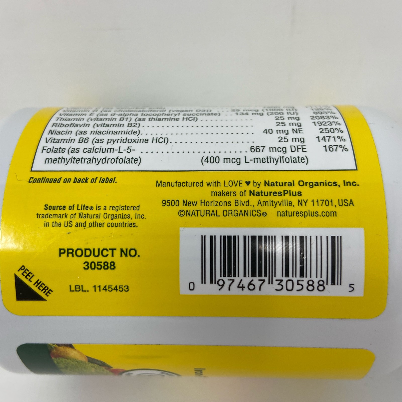 NaturesPlus Source of Life Original Mini-Tabs Iron-Free 180ct Yellow/White