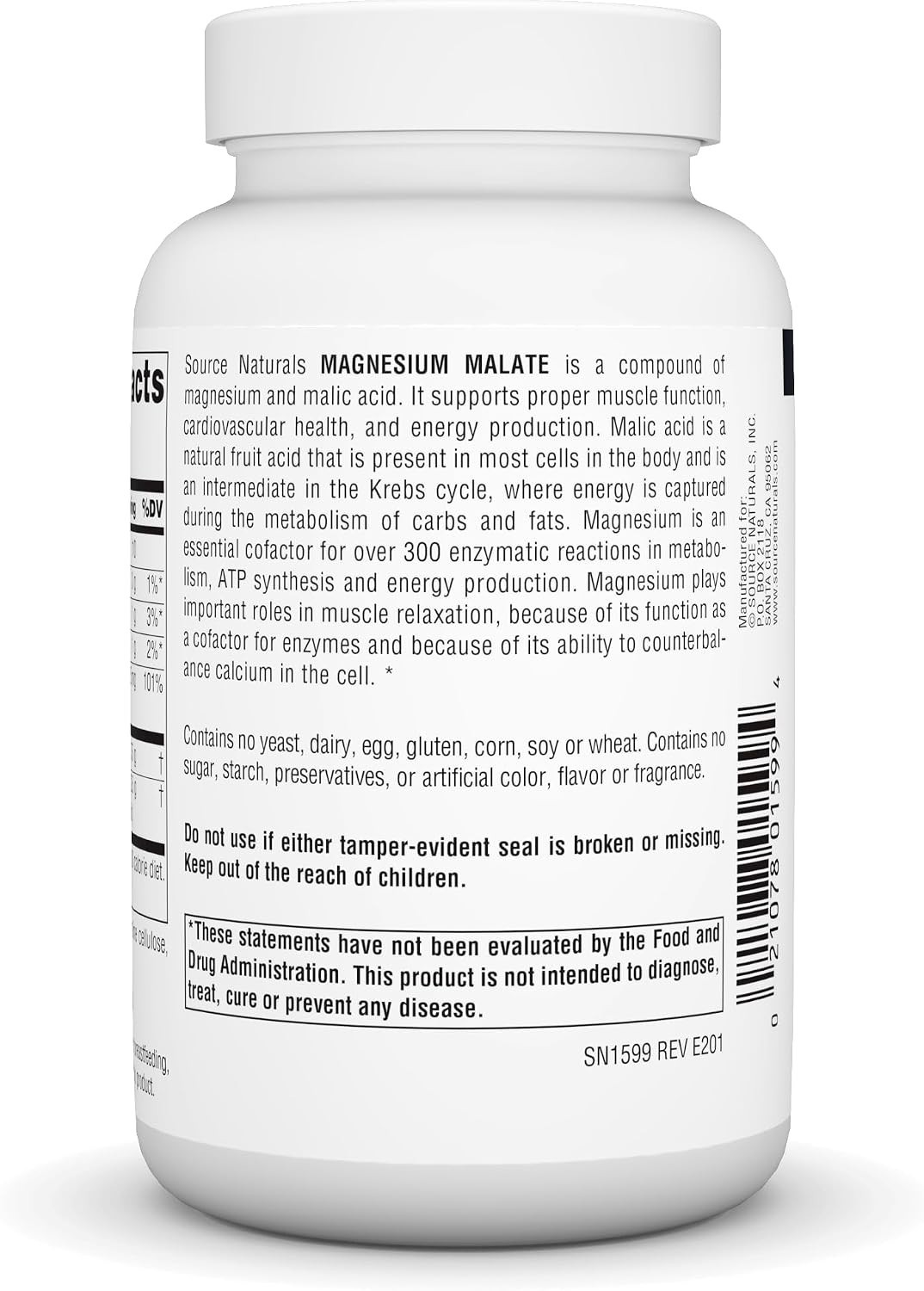 Source Naturals Magnesium Malate 3750mg 100 Capsules Energy Muscle Support