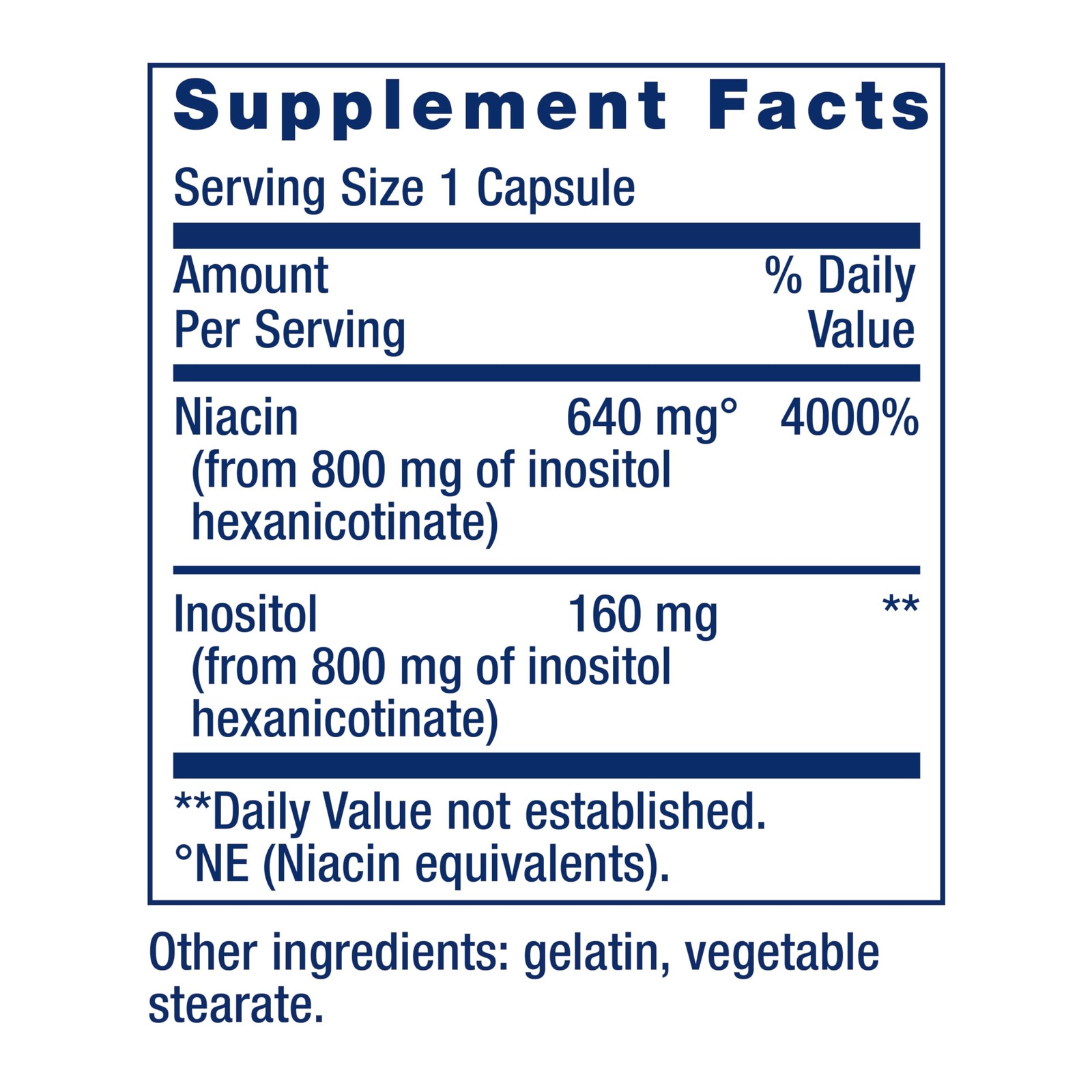 Niacin B3 Capsules 100 Count Heart Health Cholesterol Support Life Extension