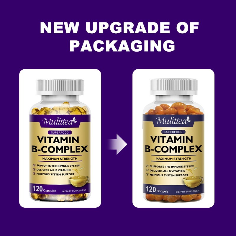 Vitamin B Complex 120 Capsules B1,B2,B3,B5,B6,B7,B9,B12, Immune Support Pills