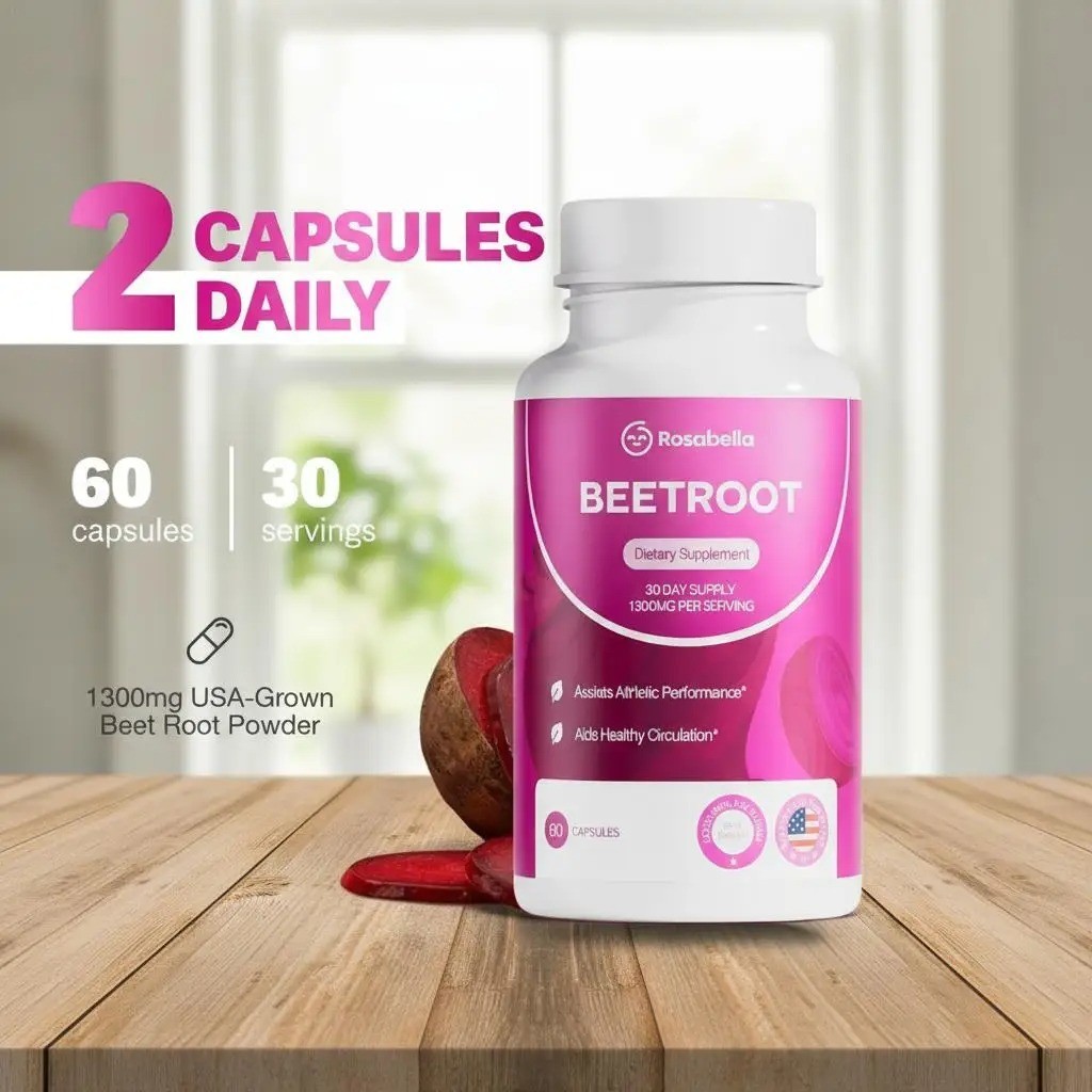 Organic Beet Root 60 Capsules Natural Energy Boost Blood Pressure