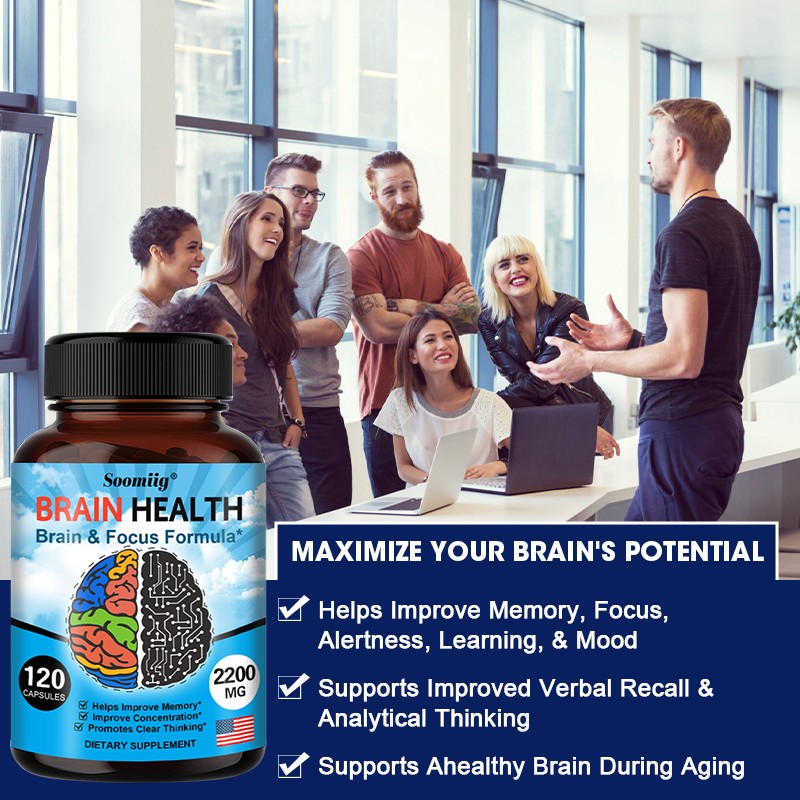 Brain Health Supplement Vitamin B Memory Focus Support 120 Pills Gluten Free