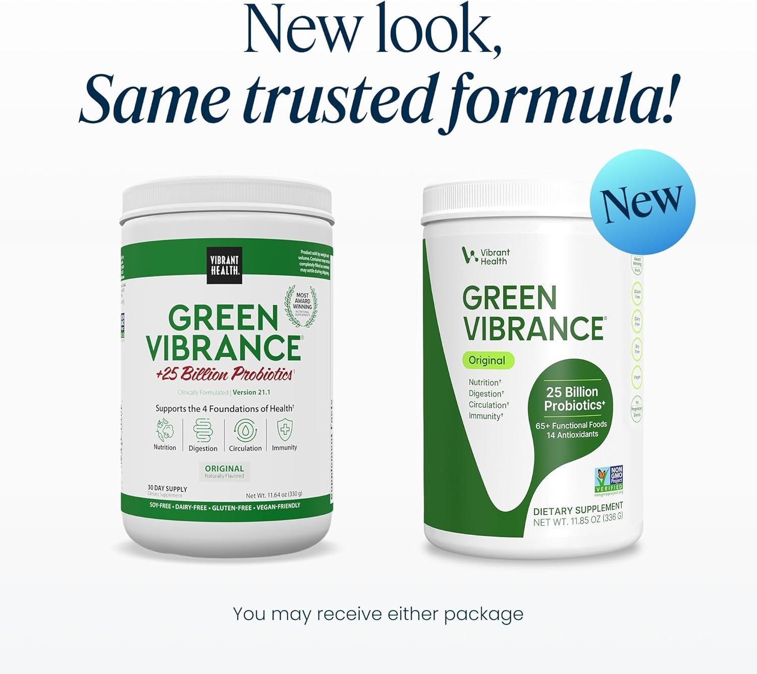Green Vibrance Superfood Powder 30 Servings 25 Billion Probiotics Vibrant Health