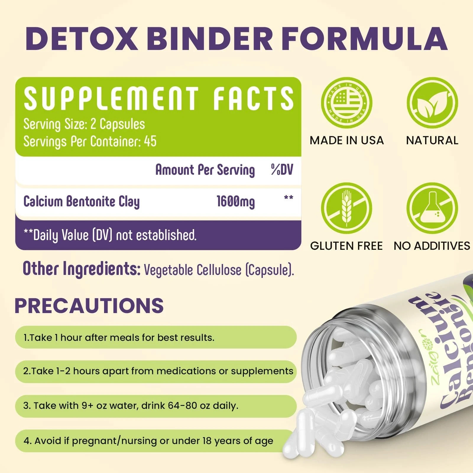 Calcium Bentonite Clay Detox Capsules V12 .. 01/2029