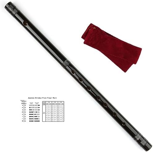 Japanese Shinobue Flute 7/8 Hon Handmade Bamboo Flute Musical Instrument (Black