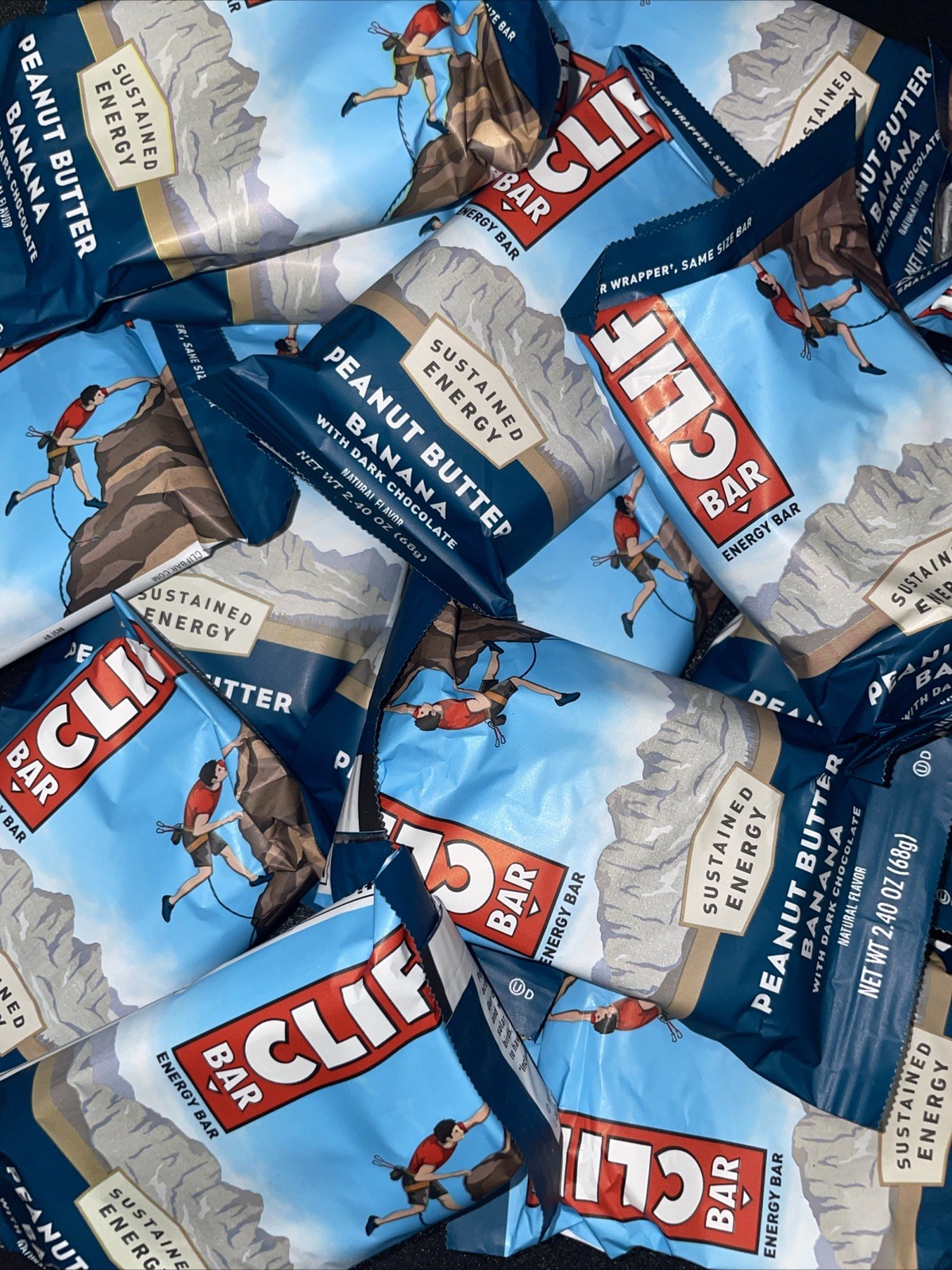 50 Ct Clif Bar Lot , Banana Peanut Butter Dark Chocolate Free Shipping!