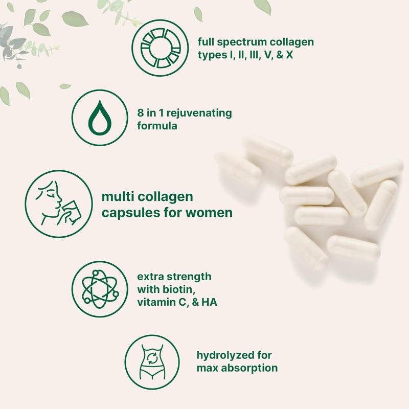 Multi Collagen Complex 120 Capsules Type I, II, For V, X Good III, Skin Women