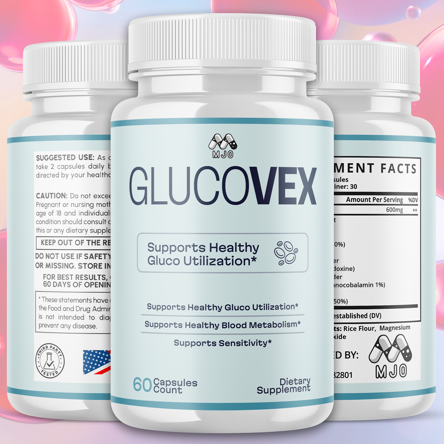 (5 Pack) Glucovex Advanced Support Blood Supplement Formula Gluco Vex 300 Caps