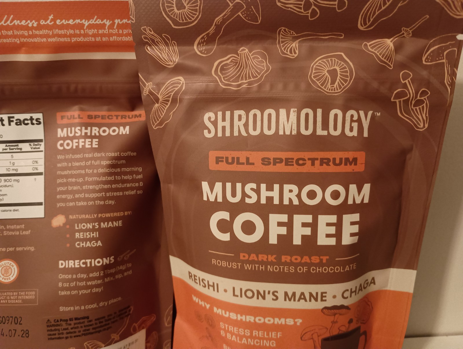 2 Shroomology™ Full Spectrum Mushroom Coffee Dark Roast 5 Oz Non GMO, Vegan,GF