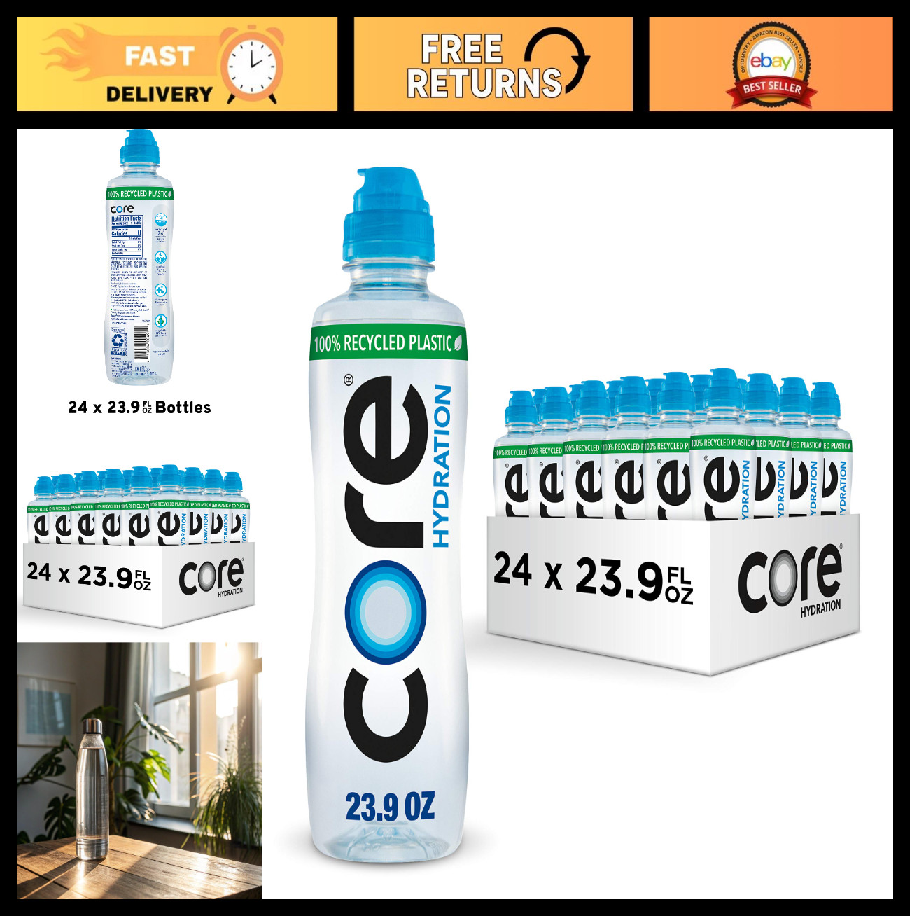 Perfectly Balanced Hydration Water, 23.9 oz Sport Cap Bottles – 24 Pack