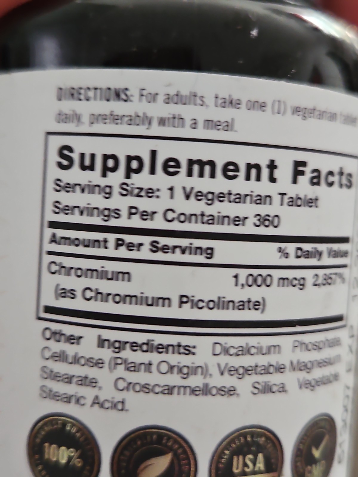 2X Ultra Chromium Picolinate 1000mcg 360 Vegetarian Tablets Carlyle Exp 12/2026