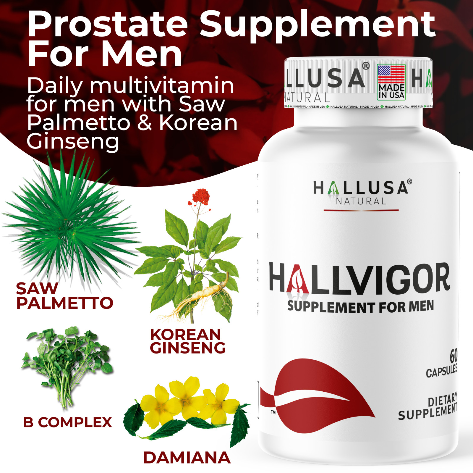 HALLPROST ULTRA 180 ct + Free HALLVIGOR 60 ct | Prostate Health Complex, 240 ct