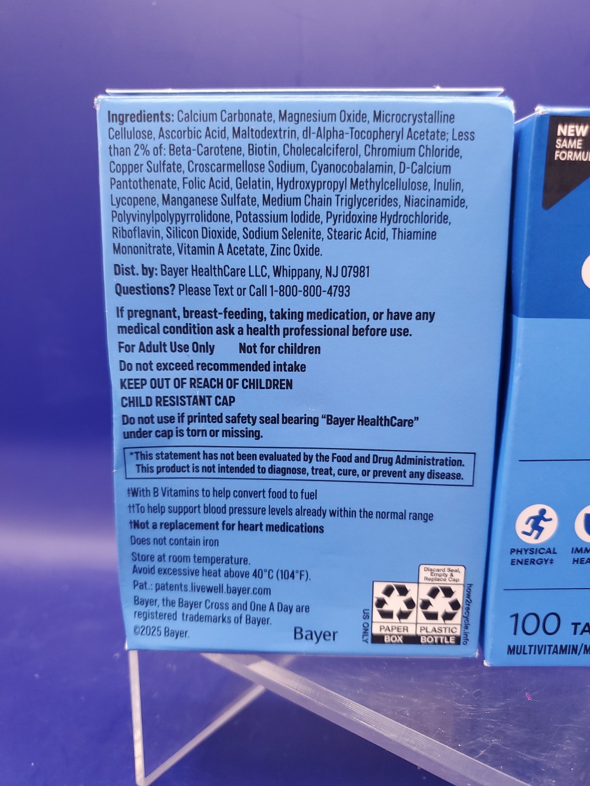 2 Pack One A Day Mens Multi Multivitamin Multimineral 100Ct Tablets Exp 04/2027