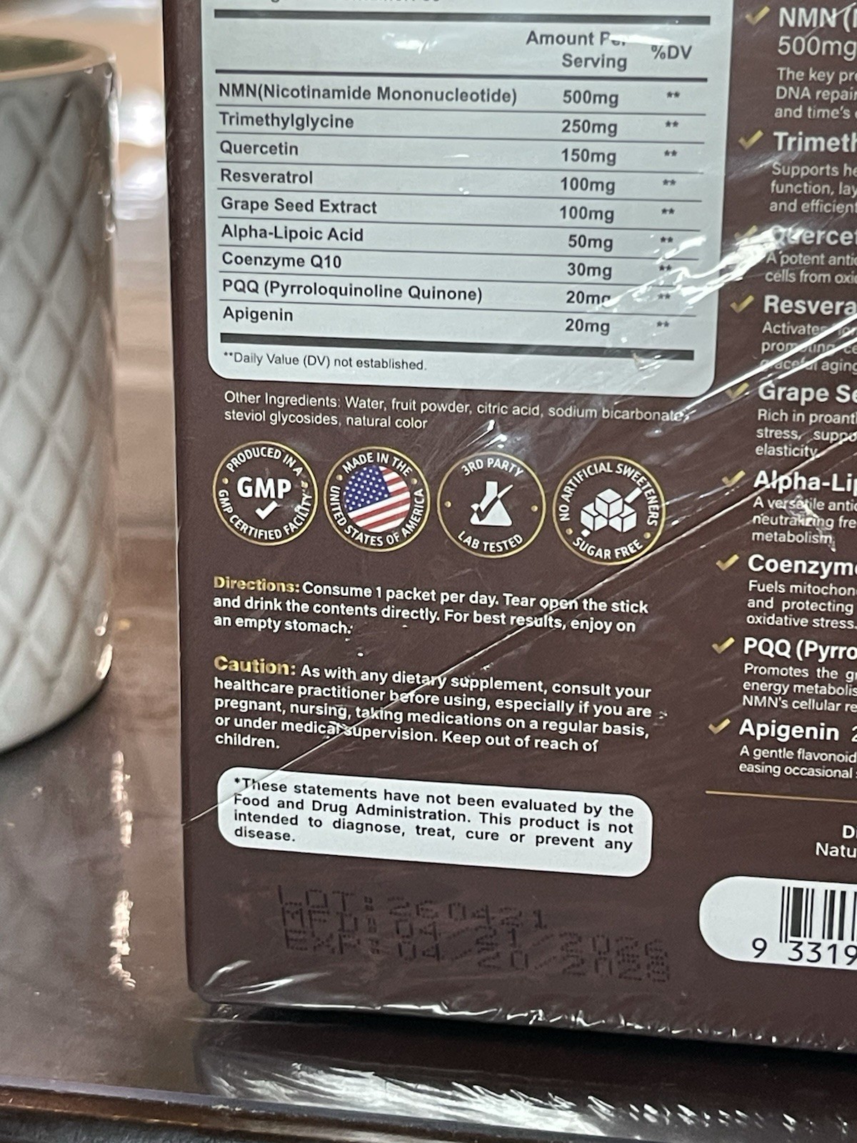 Yesnap NMN + Resveratrol Grape Flavor 30 Packets 1220mg Dietary Supplement NEW